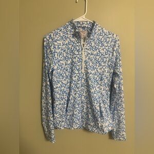 Tommy Bahama Coral Print 1/2 Zip Golf Tennis Pullover Top Size Small Long Sleeve